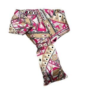 Silk Scarf Goose Feathers Pink, Cream & Black